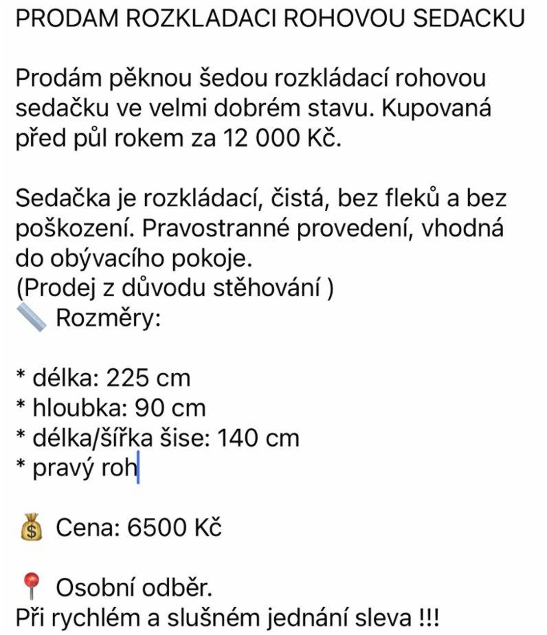 Prodám šedý rozkládací gauč