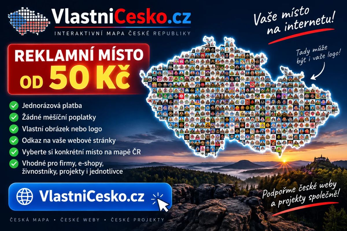 Reklamní místo na interaktivní mapě ČR od 50 Kč