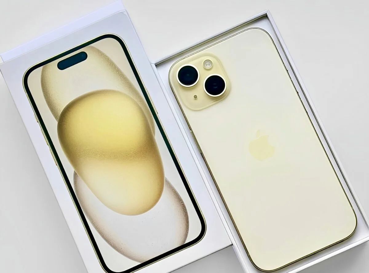 iPhone 15 Yellow BATERIE 100% TOP