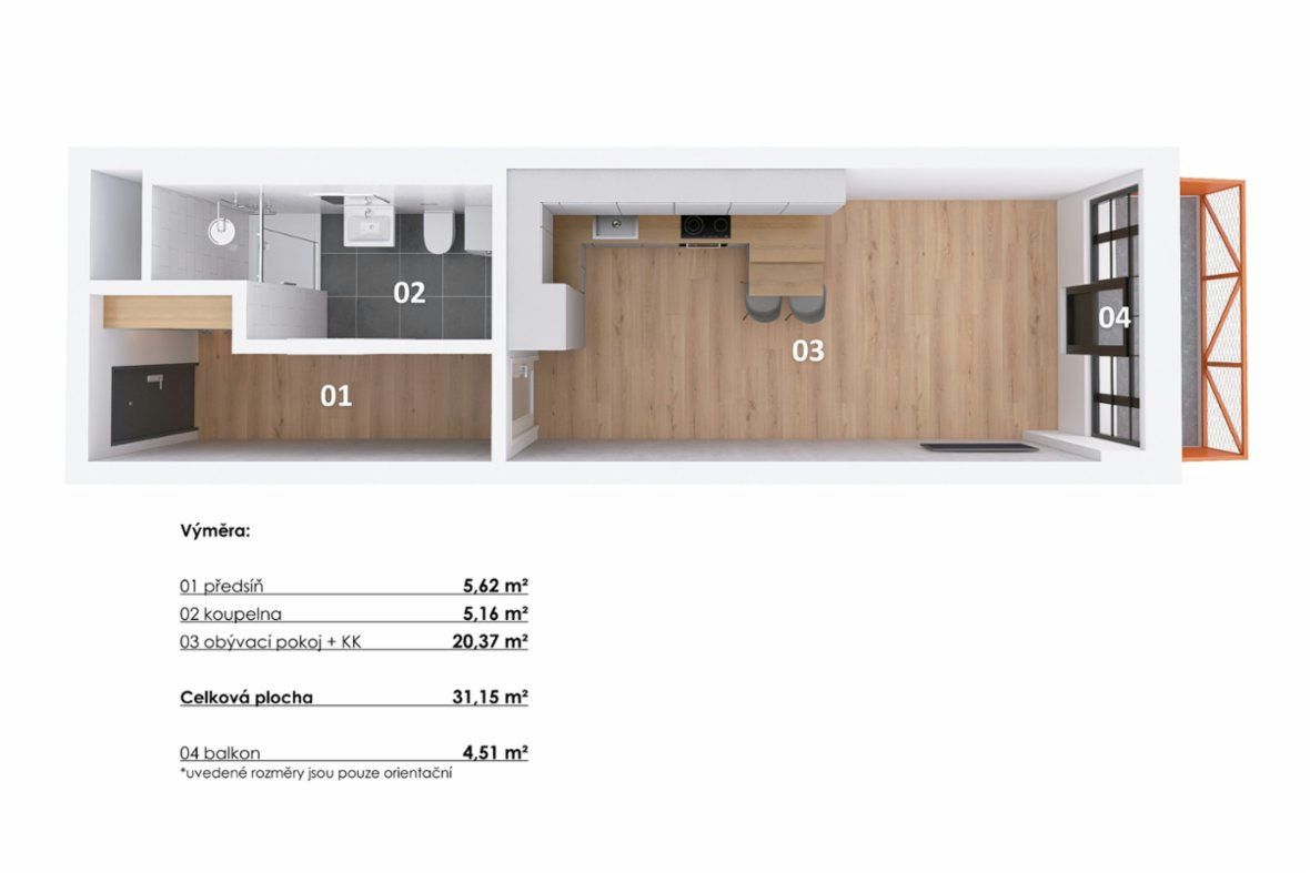 Pronájem bytu 1+kk s balkonem, Praha 9 - Vysočany, Lofty Kolbenova